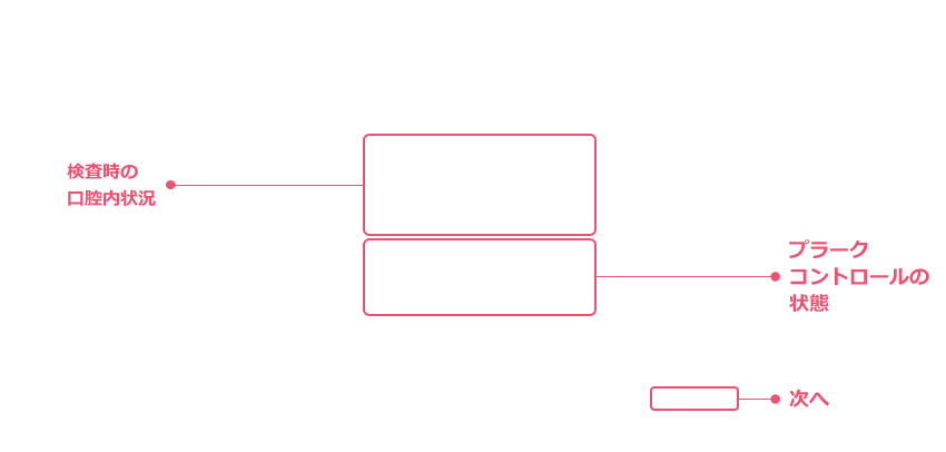 検査時の口腔内状況・プラークコントロールの状態、次へ